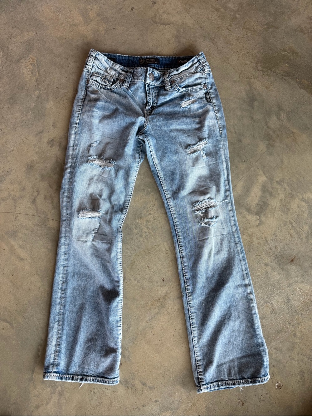 Silver Light Blue Distressed Women’s Jeans